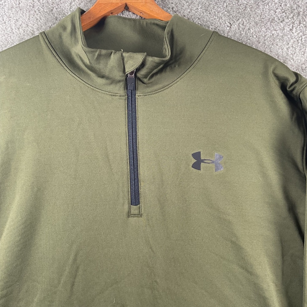 Under Armour ColdGear Infrared 1/4 Zip Pullover Mens XL Green Fitted Mock Neck